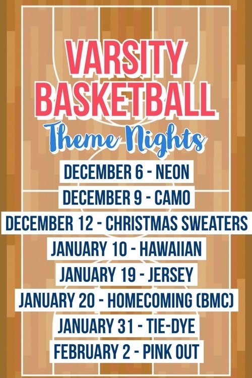 BMC Varsity Basketball Theme Nights